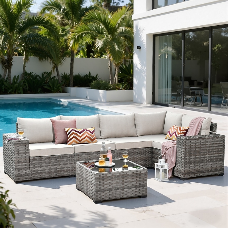 10-Piece Espresso Wicker Patio Conversation Set with Ottomans