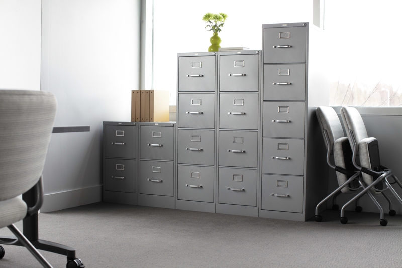 2-Drawer Vertical File Cabinet, Charcoal Metal Compact Office Storage with Integrated Pulls