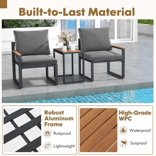3 PCS Patio Furniture Set Weatherproof Outdoor Conversation Set - Bed Bath  & Beyond - 42998018