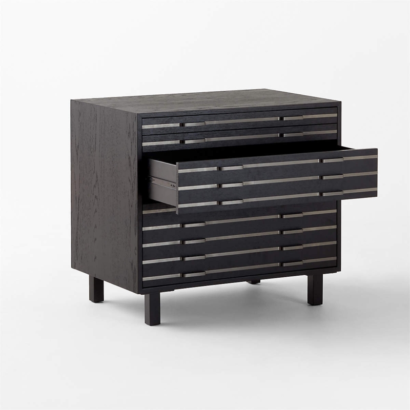 4-Drawer Filing Cabinet Black Oak Wood Grain Blackened Steel Handles