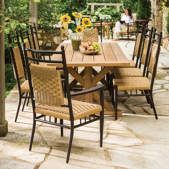 9-Piece Patio Dining Set, Charcoal Woven Wicker, Glass Top Rectangular Table.
