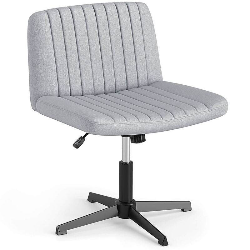 Accent Chair Wide Seat Criss Cross Base Textured Weave Gray