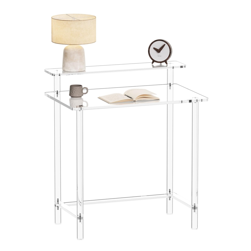 Acrylic Writing Desk with Built-In Monitor Stand