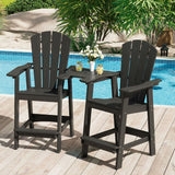 Adirondack Bar Stool Black Fan Back Umbrella Hole Coastal Patio