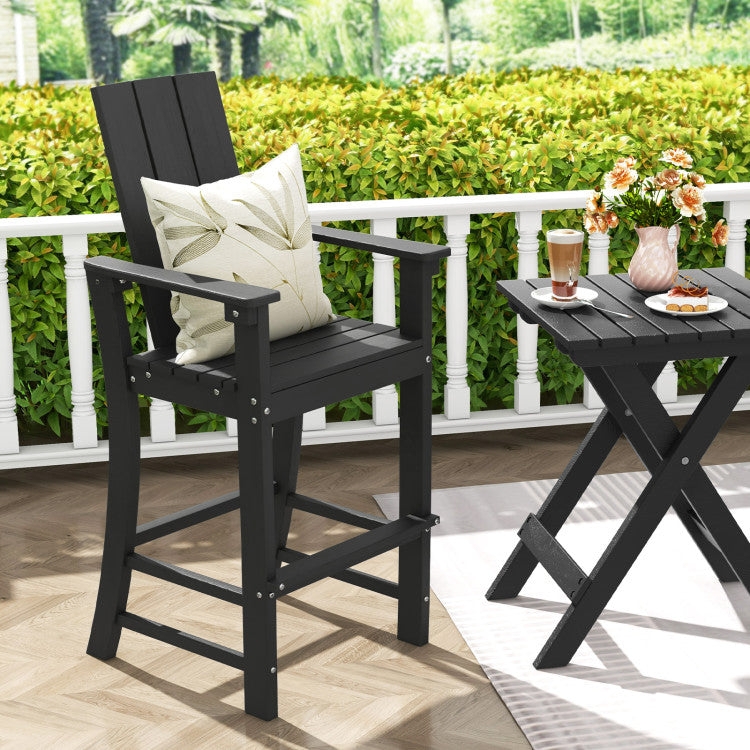 Adirondack Bar Stool, Black Weather Resistant HDPE Material