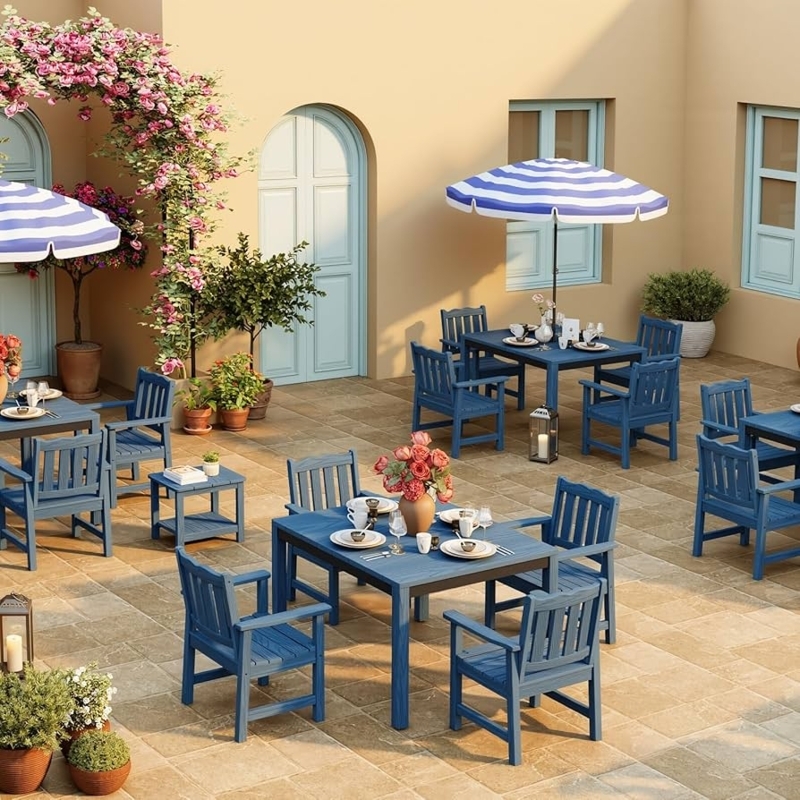 Adirondack Chair Set Vibrant Blue All-Weather Composite Material