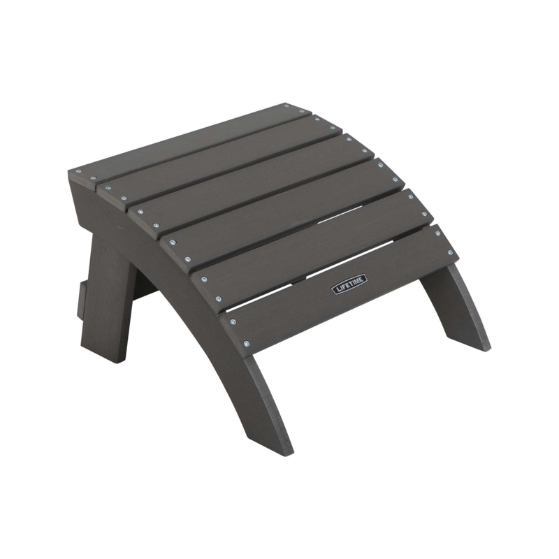 Adirondack Ottoman Shale Grey Simulated Wood Curved Slatted Top Coastal