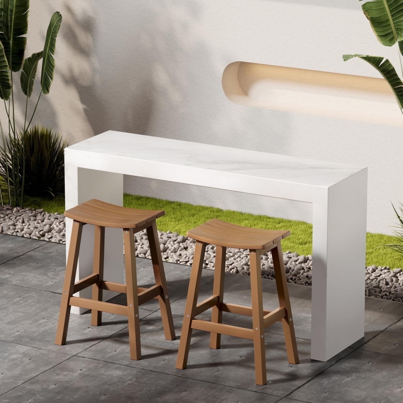 Adirondack Outdoor Bar Stool Wood Toned Counter Height Garden Stools