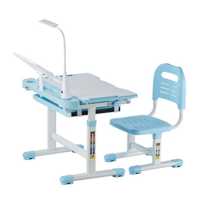 Adjustable Kids Desk Set with Tilted Desktop, Ergonomic Study Table