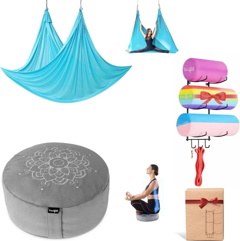 Aerial Yoga Hammock as Ceiling Mounted Yoga Swing in Minimalist Studio