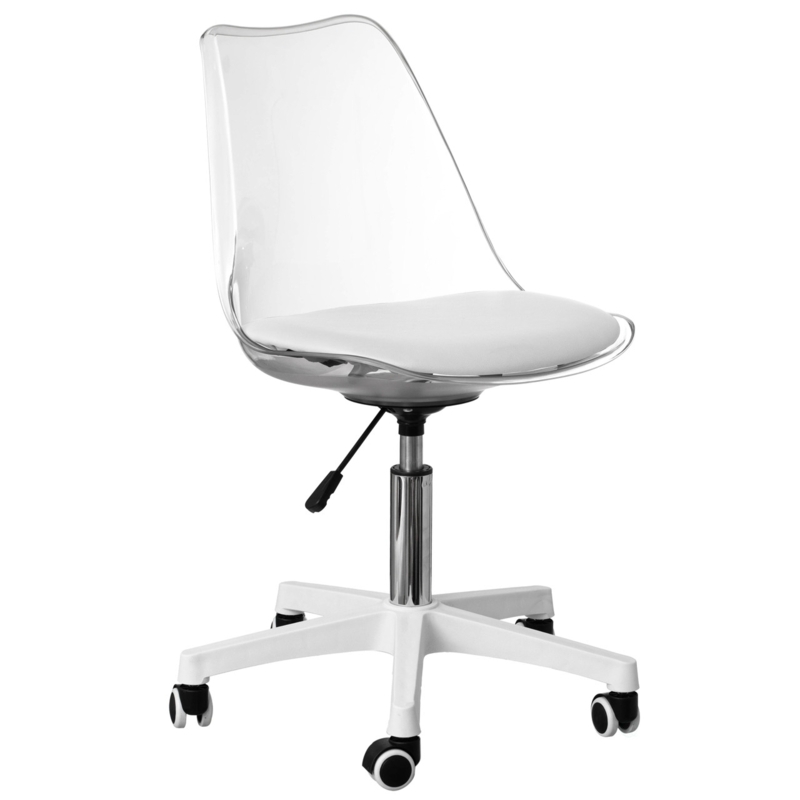 Armless Desk Chair featuring Clear Acrylic Seat and Polished Chrome Base