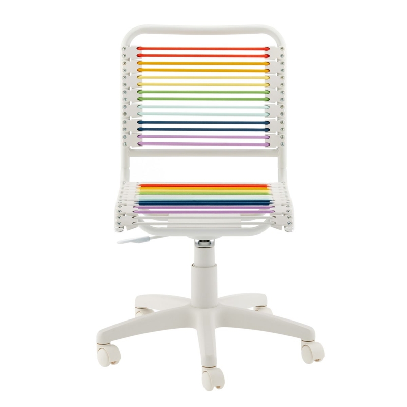 Armless Desk Chair, Minimalist Bungee Cords, Polished Chrome Base
