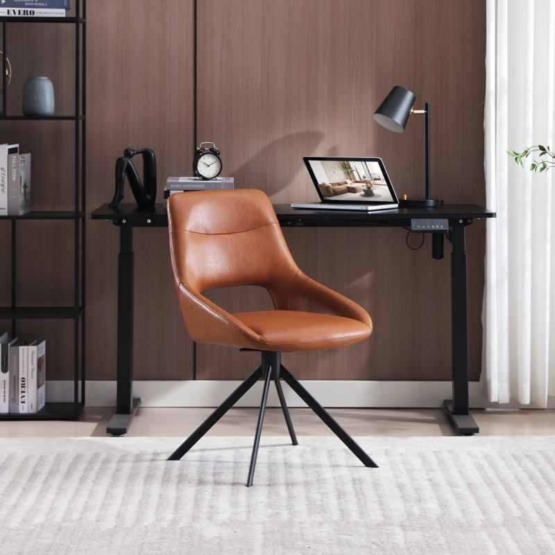 Armless Desk Chair with Hollow Back and Four-Legged Base