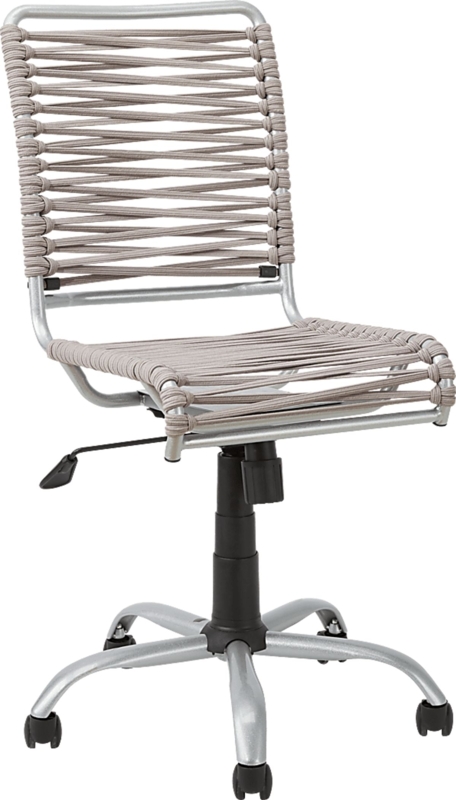 Armless Desk Chair with Interwoven Bungee Back, Microfiber Seat