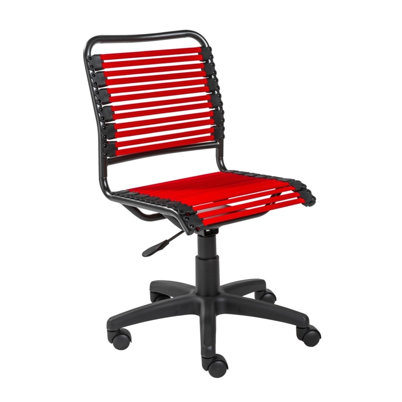 Armless Swivel Desk Chair with Bungee Cords and Chrome Base