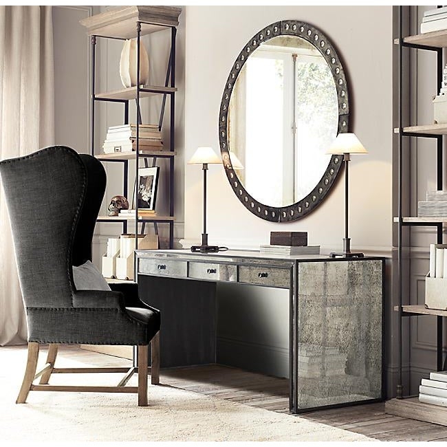 Art Deco Mirrored Writing Desk with Trestle Base