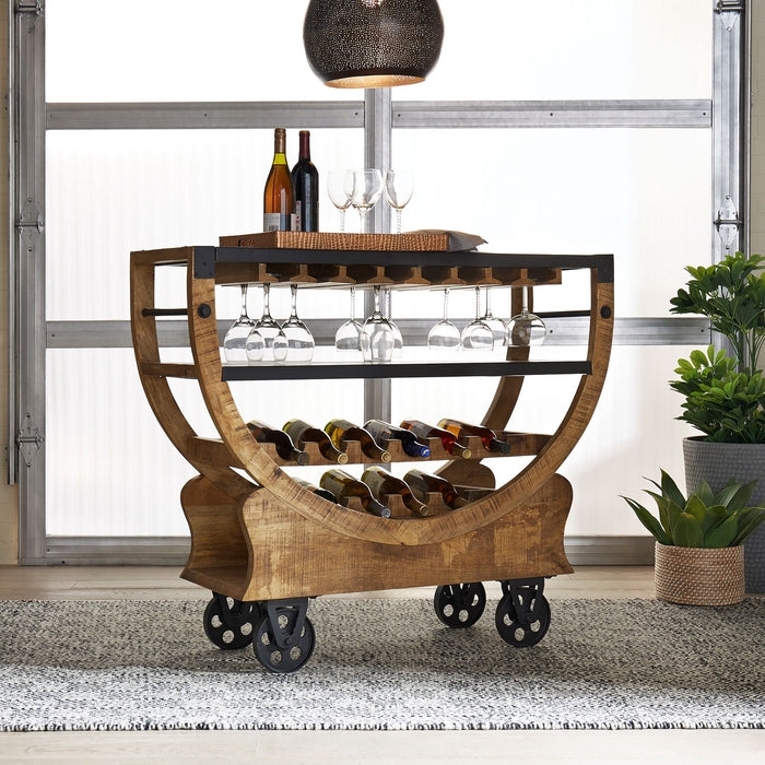 Bar Cabinet Industrial Wire Mesh Doors Integrated Wine Rack Reclaimed