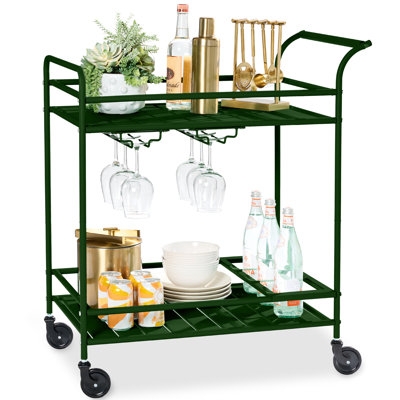 Bar Cart Circular Silhouette Integrated Wine Storage Industrial