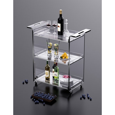 Bar Cart Clear Acrylic Gold Hardware Minimalist Styling