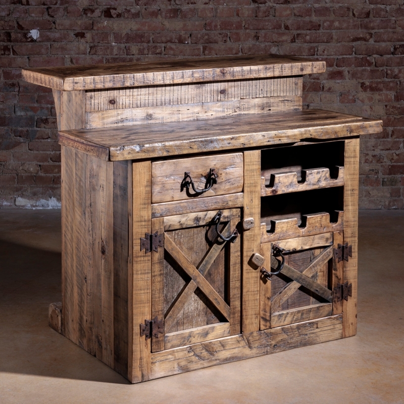Bar Cart Hair-On-Hide Handle Tooled Leather Accents