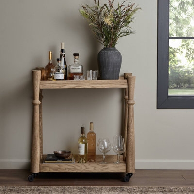 Bar Cart Integrated Bottle Storage Stemware Racks Metal