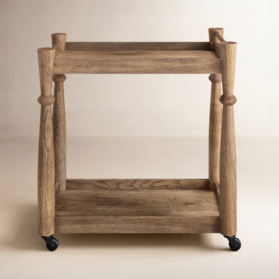 Bar Cart Three Tier Rolling Bar Cart Storage Wood Metal