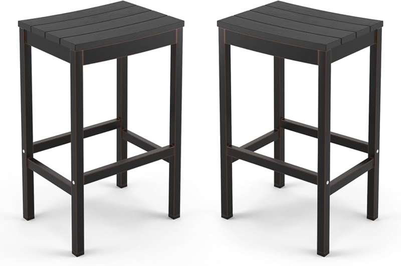 Bar Stool Counter Height Backless Bronze Legs Slatted Top