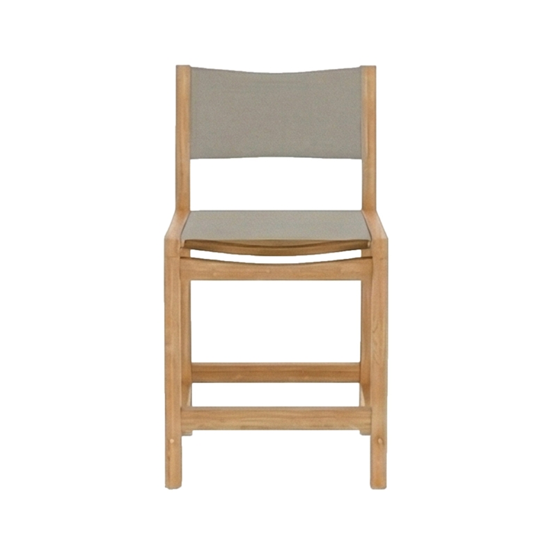 Bar Stool Slatted Backrest Honey Oak Wood Toned Teak Outdoor Seating