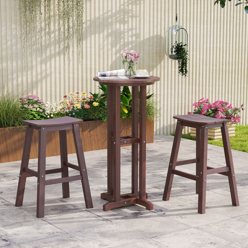 Bar Stool White Saddle Seat Ladder Back HDPE Coastal Outdoor Seating