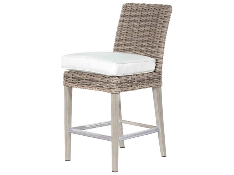 Bar Stool Woven Espresso Frame High Back Cushion Espresso Brown Patio