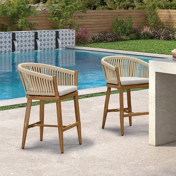 Bar Stools Bistro Style Outdoor Bar Seating with Wood Look Frame