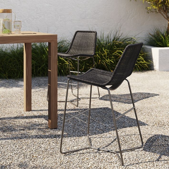 Bar Stools Ribbed Texture Bar Stools with Curved Silhouette