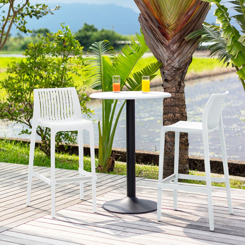Bar Stools Stackable Resin Perforated Mesh For Modern Patio Seating