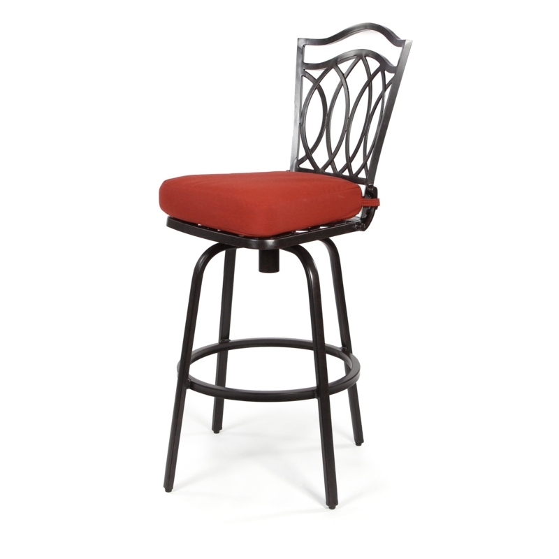 Barstool Terracotta Upholstery Bronze Metal Swivel Outdoor Seating