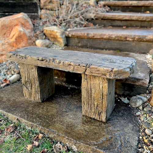 Bench Rustic Weathered Texture Thick Seat Slab Legs