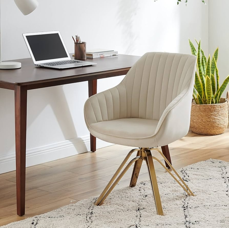 Bentwood Barrel Chair For Home Office Swivel Cream Walnut