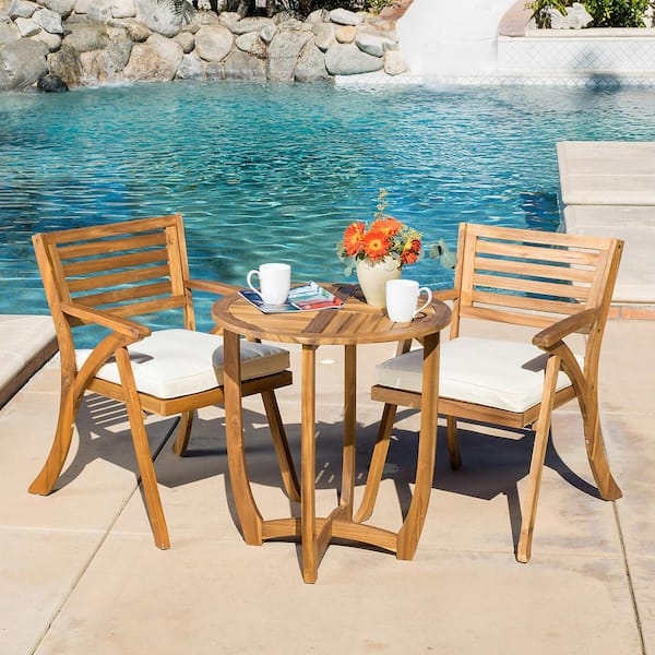 Bistro Set, Antique Bronze Cast Metal, Intricate Lattice Pattern