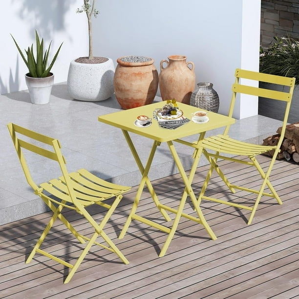 Bistro Set Folding X-Frame Legs Metal Small Space