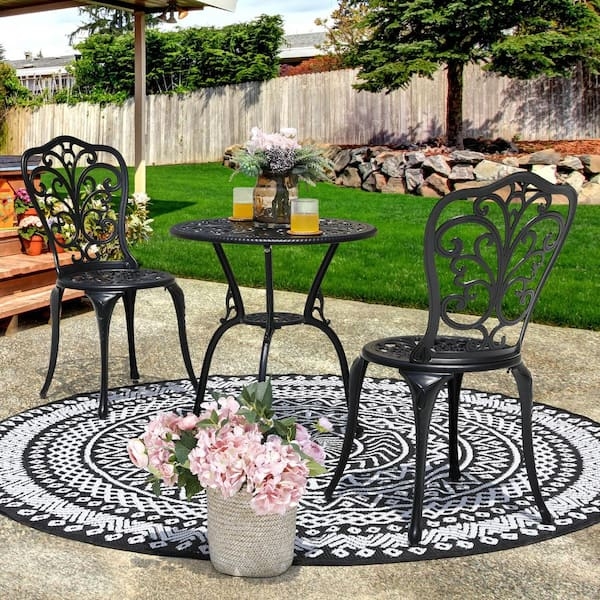 Bistro Set Ornate Filigree Rust Proof Aluminum Victorian Garden Dining