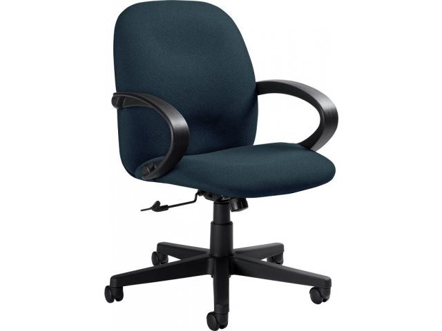 Black Fabric Task Chair with Loop Arms and Matte Finish