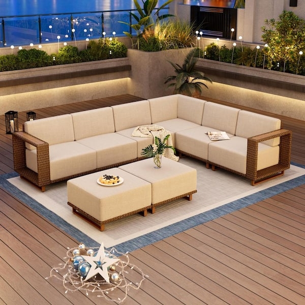 Black Metal Patio Conversation Set with Nested Ottomans