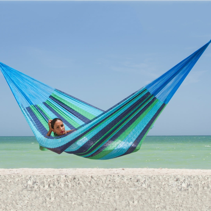 Bohemian Mayan Hammock with Vibrant Stripes and Fringe