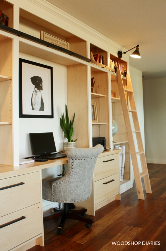 Bookshelf, Floor-to-Ceiling with Library Ladder