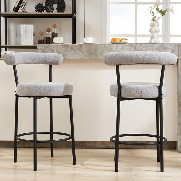 Boucle Bar Stool Black Metal Frame White Counter Stools