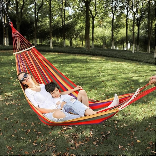 Brazilian Style Hammock in Tightly Woven Cotton Canvas, Portable
