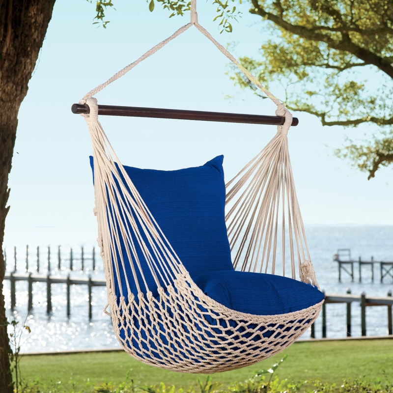 Brown Woven Rope Hammock Chair with Spreader Bar and Hanging Hardware