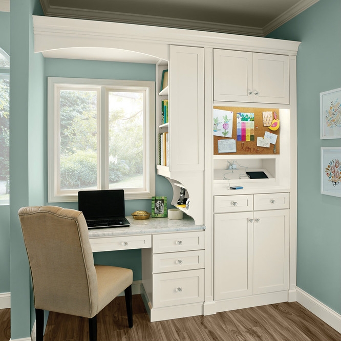 Built In Desk With Integrated Charging Station For Kitchen Nook