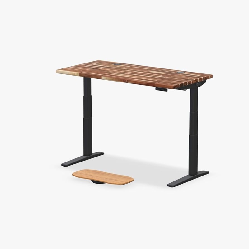 Butcher Block Standing Desk Black Metal Frame Height Adjustable