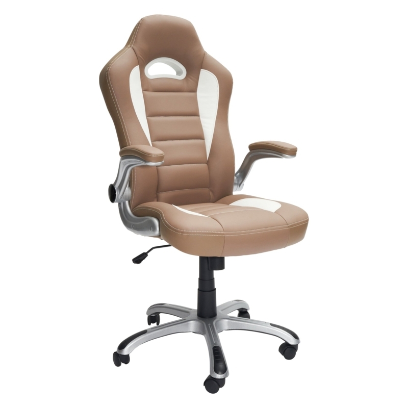 Camel Executive Office Chair, High-Back Racing Style with Flip-Up Arms