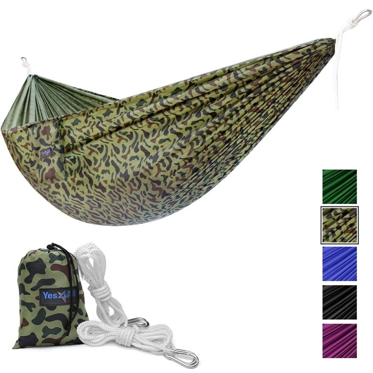 Camping Hammock With Camouflage Pattern and Integrated Carry Bag